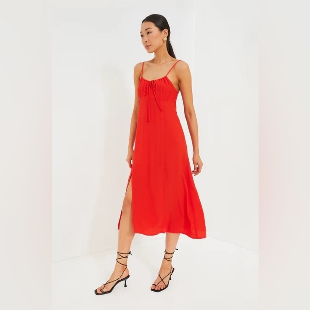 Emerson Fry Grenadine Amy Sundress Size M NWT Red Midi Dress Viscose Slit USA - Picture 2 of 12
